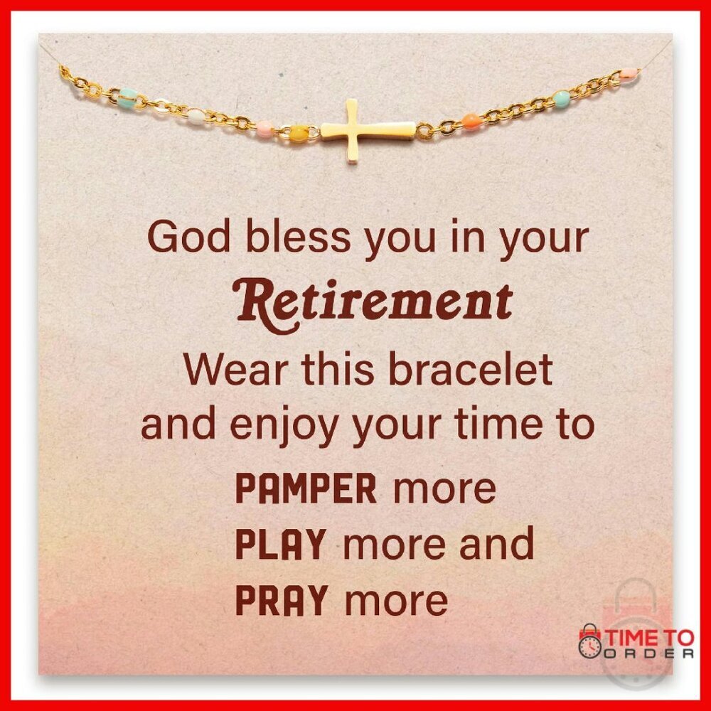 Sterling Silver Cross Charm Bracelet Retirement Gift 6" Length